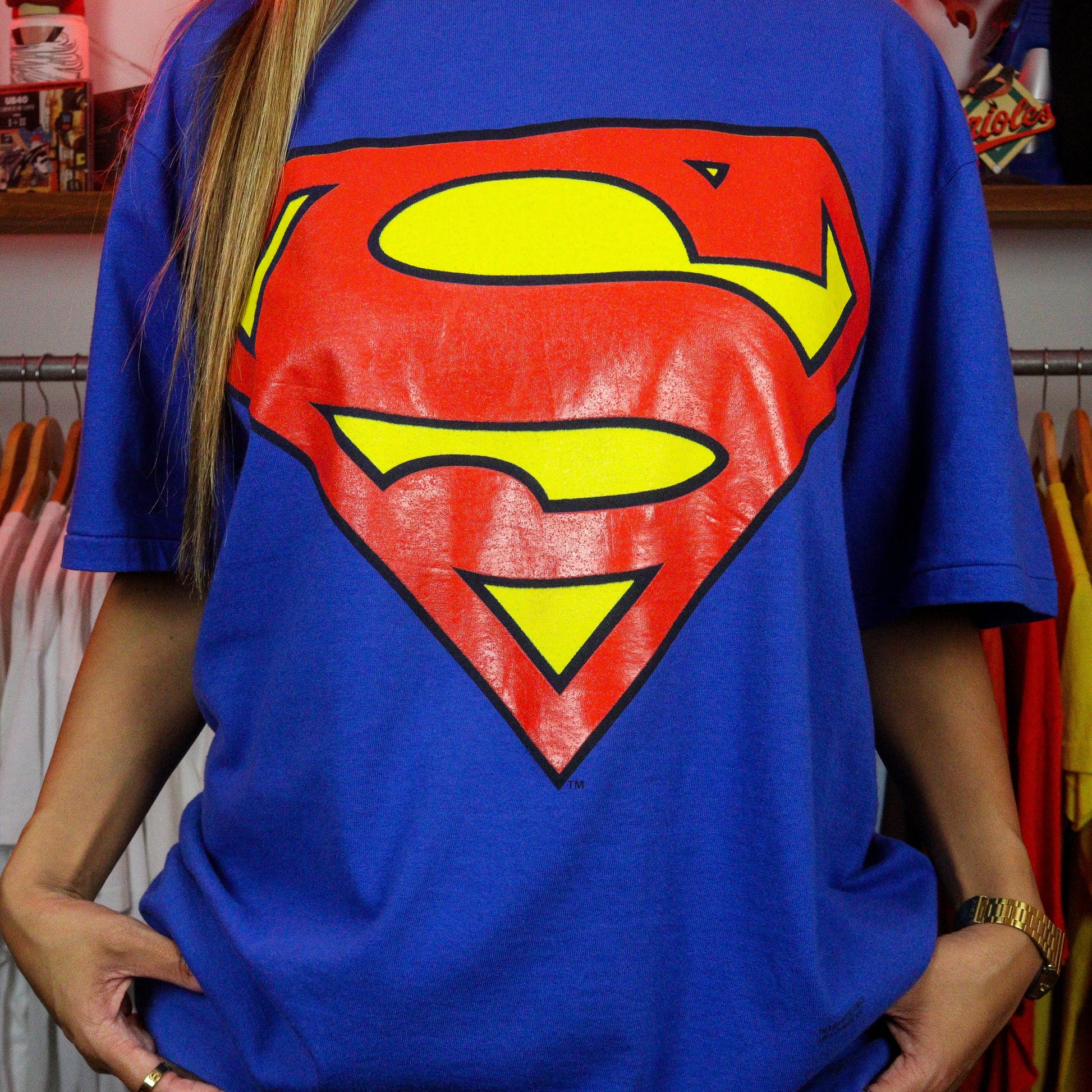 1997 Warner Bros Superman Logo T-Shirt (XL)