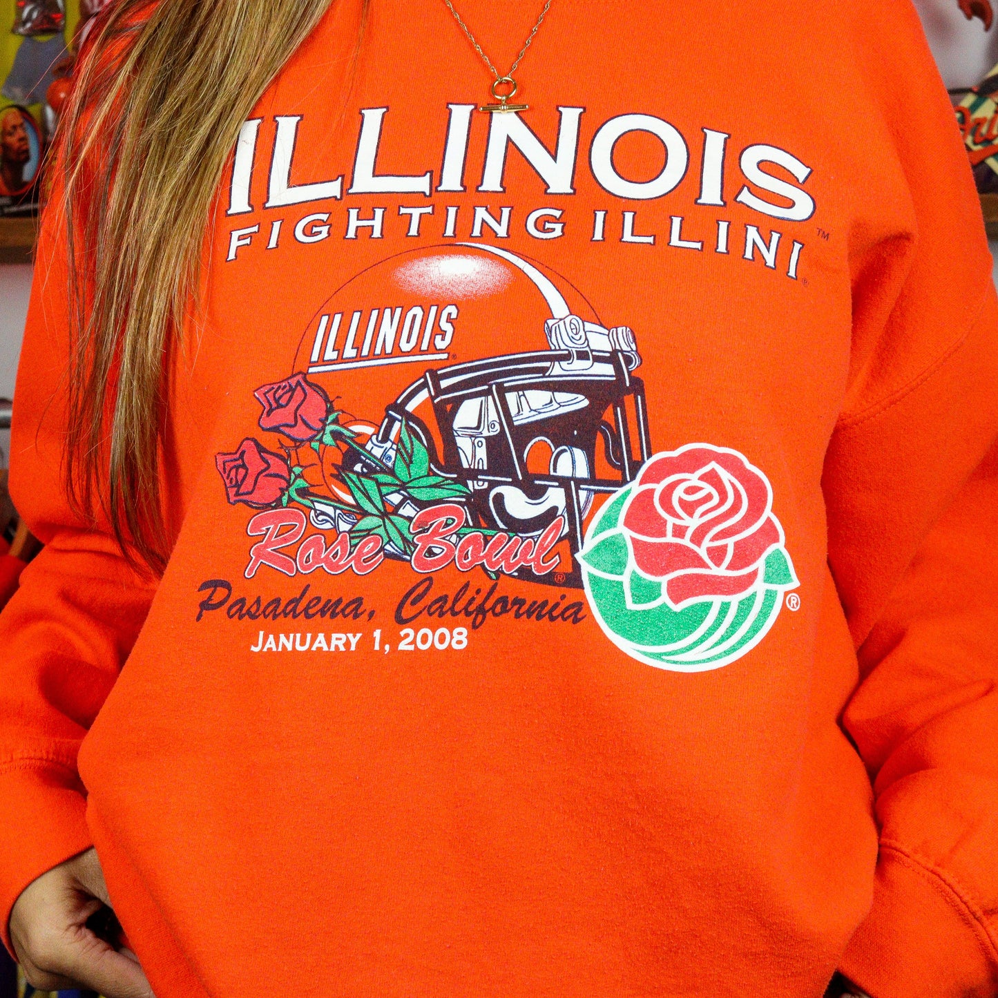 2008 Illinois University Football Graphic Sweatshirt (L)