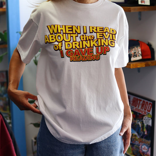 Reading & Drinking Slogan T-Shirt (L)