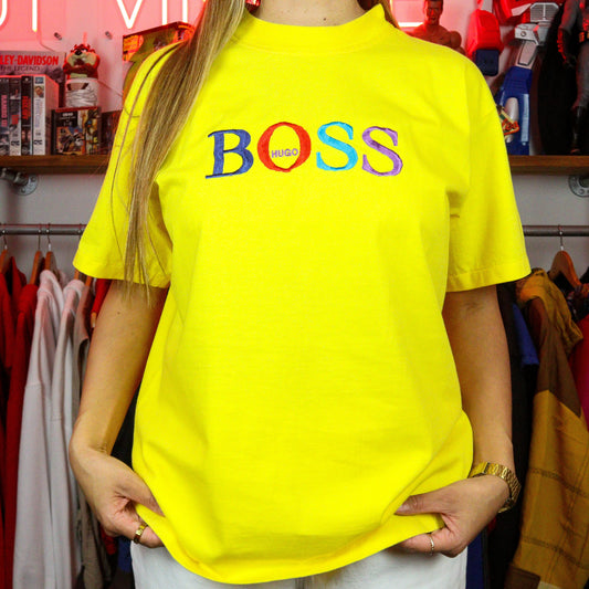 Vintage 80's Hugo Boss Emb Graphic T-Shirt (L)