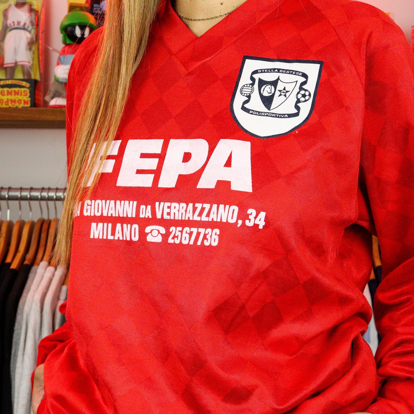 Vintage Polisportiva Stella Sestese LS Football Jersey (M) - Red